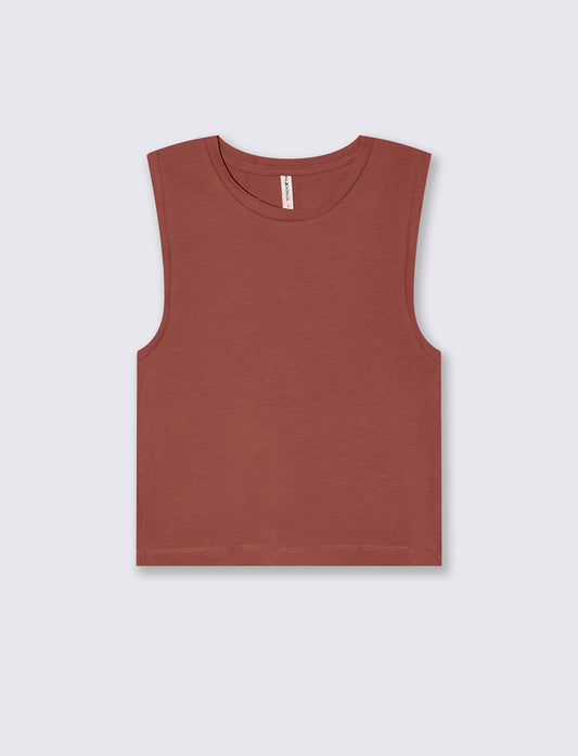 Top canottiera crop da donna - Rosso mattone