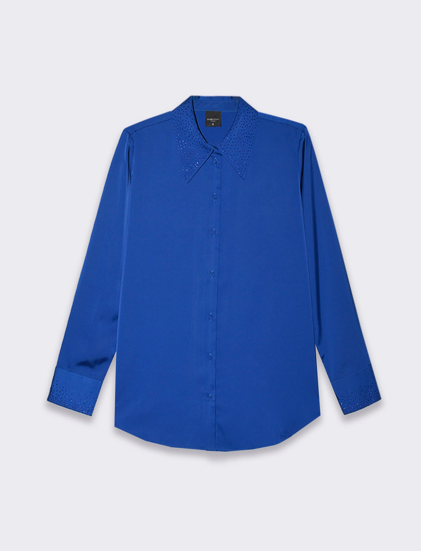 Camicia manica lunga in satin con strass da donna - Bluette