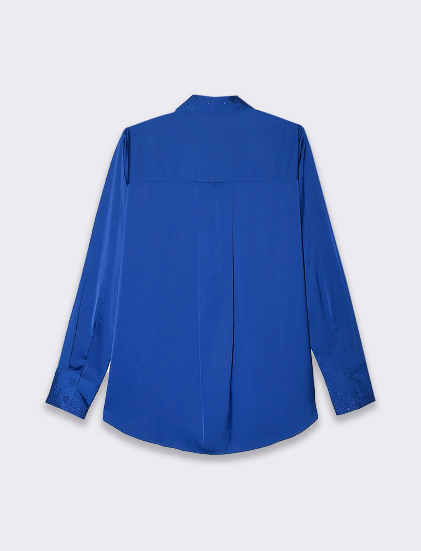Camicia manica lunga in satin con strass da donna - Bluette