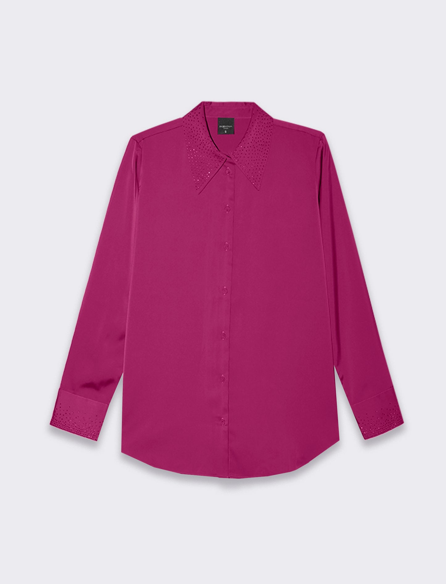 Camicia manica lunga in satin con strass da donna - Vinaccia