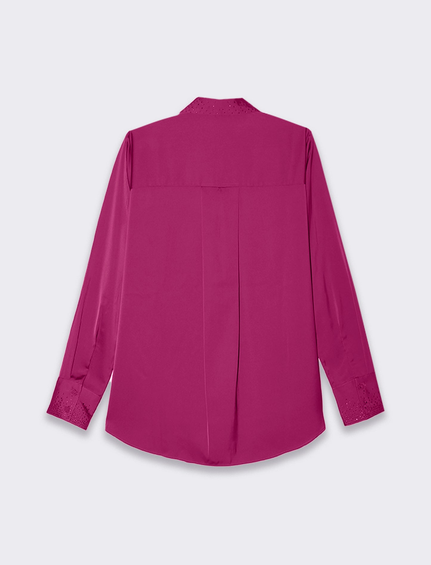 Camicia manica lunga in satin con strass da donna - Vinaccia