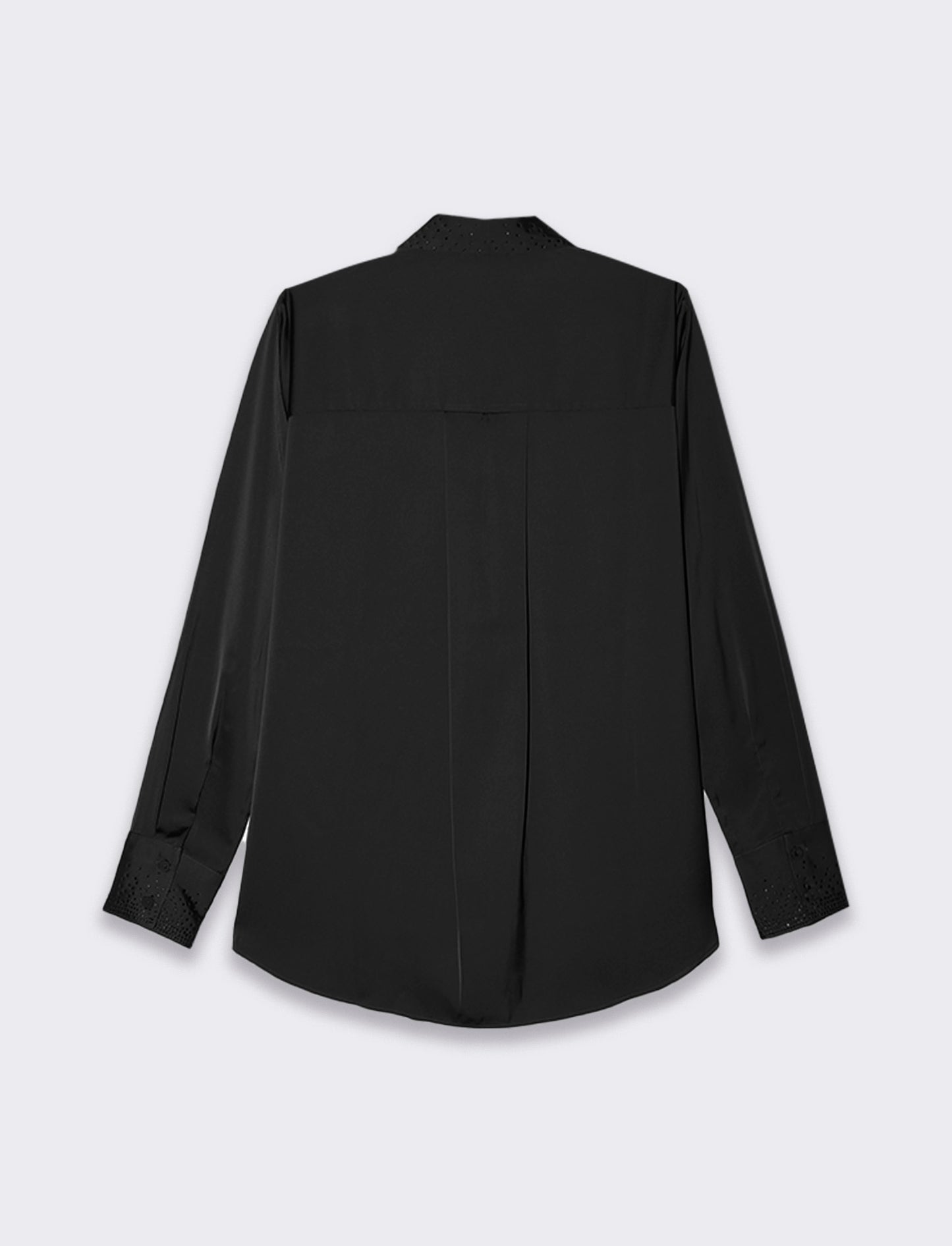 Camicia manica lunga in satin con strass da donna - Nero