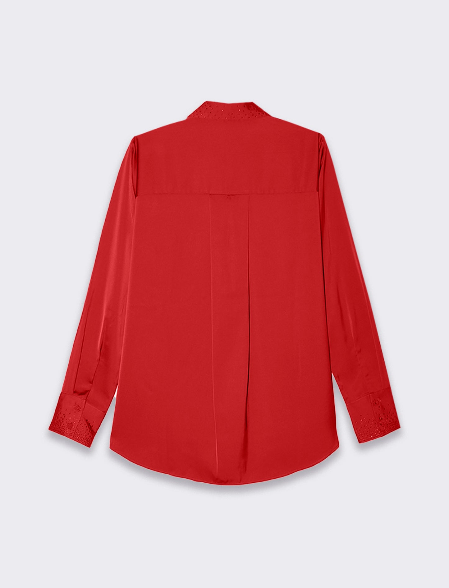 Camicia manica lunga in satin con strass da donna - Rosso