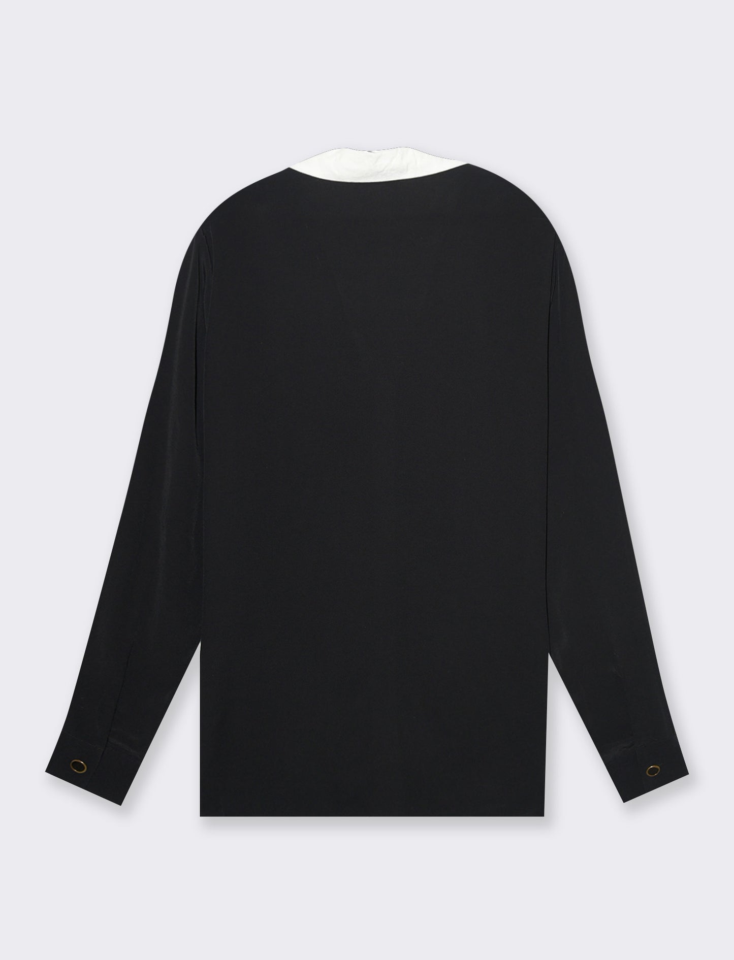 Camicia con colletto e polsi a contrasto da donna - Nero