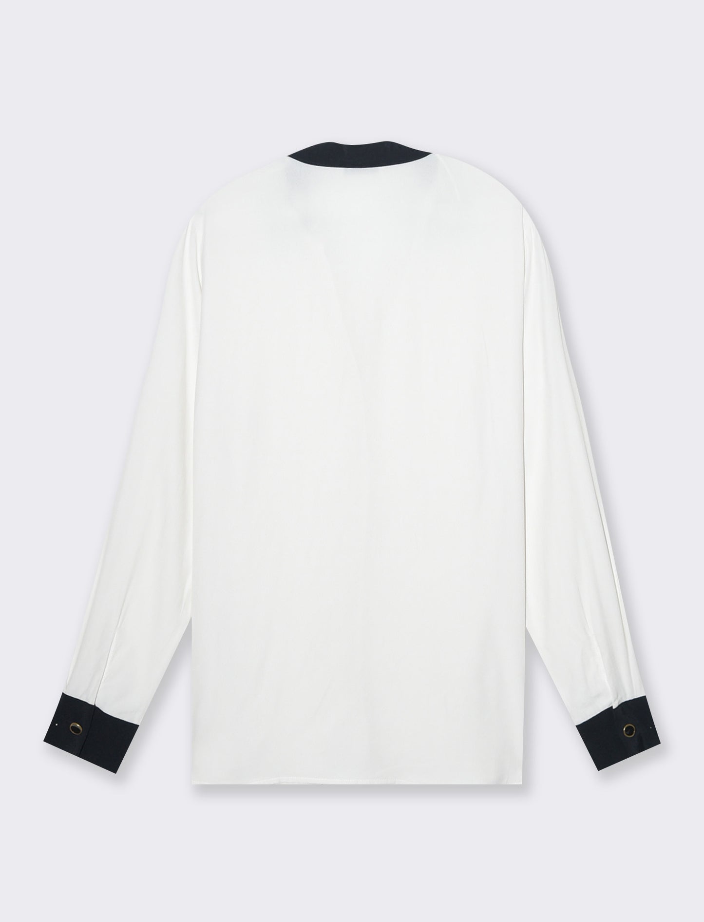 Camicia con colletto e polsi a contrasto da donna - Avorio