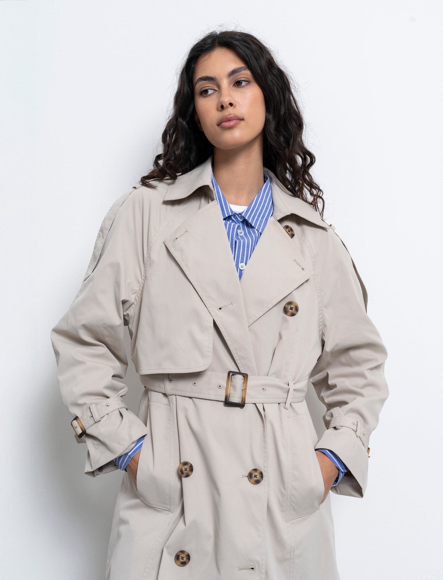 Trench doppio petto da donna - Sabbia