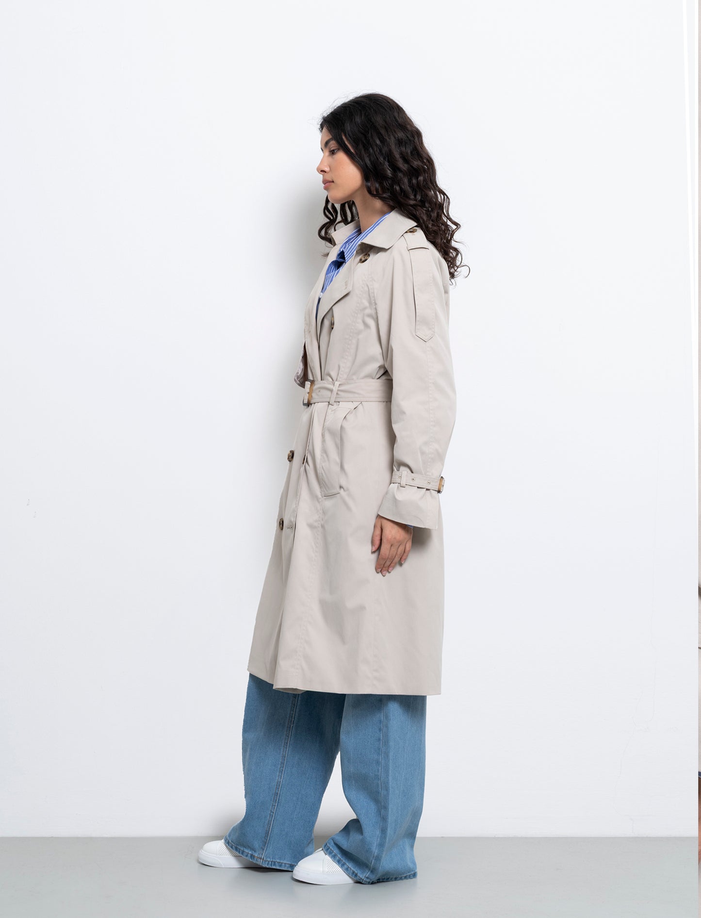 Trench doppio petto da donna - Sabbia