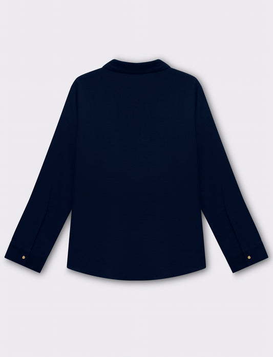 Camicia basica con tasche sul petto da donna - Blu