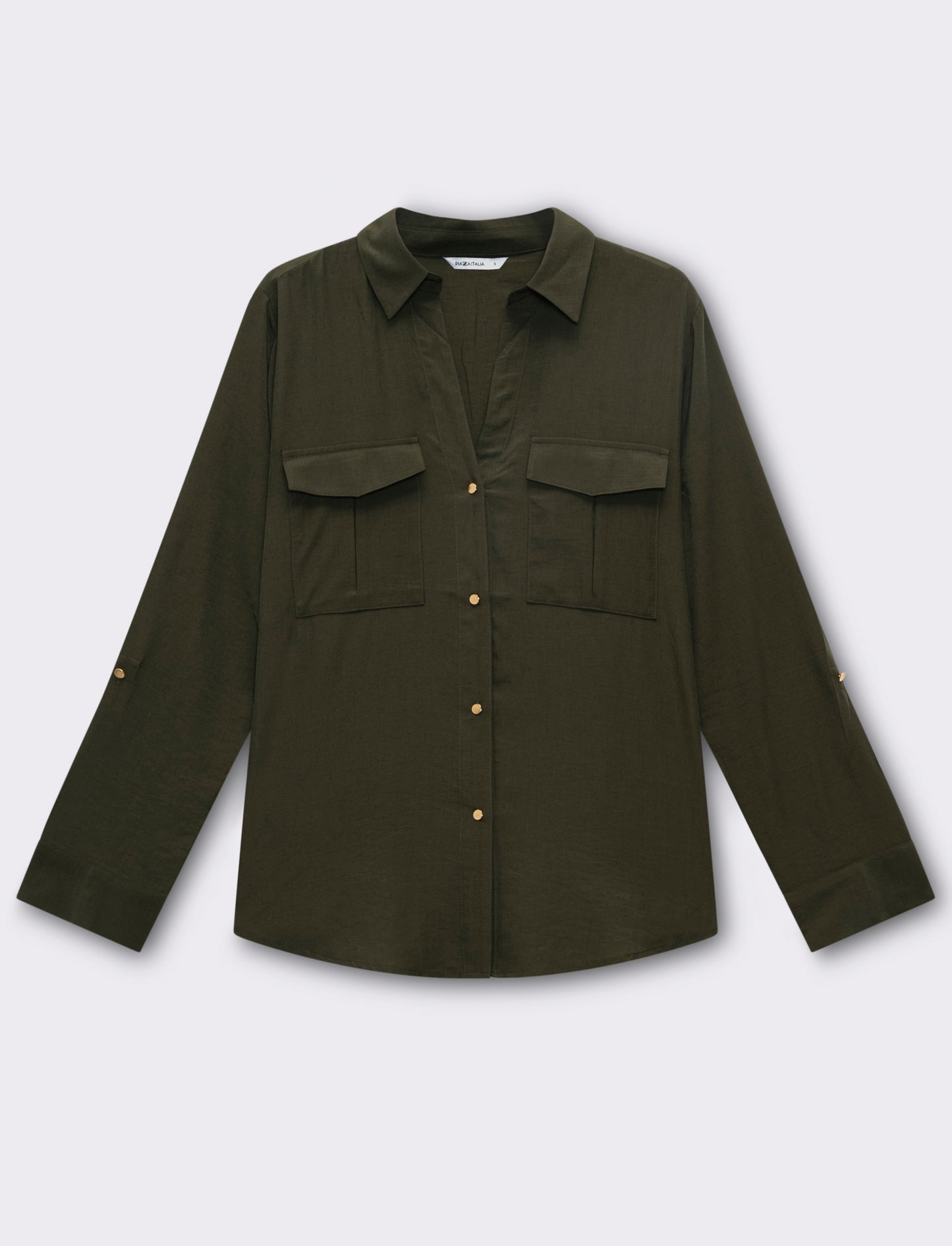 Woman's basic shirt with chest pockets - Green