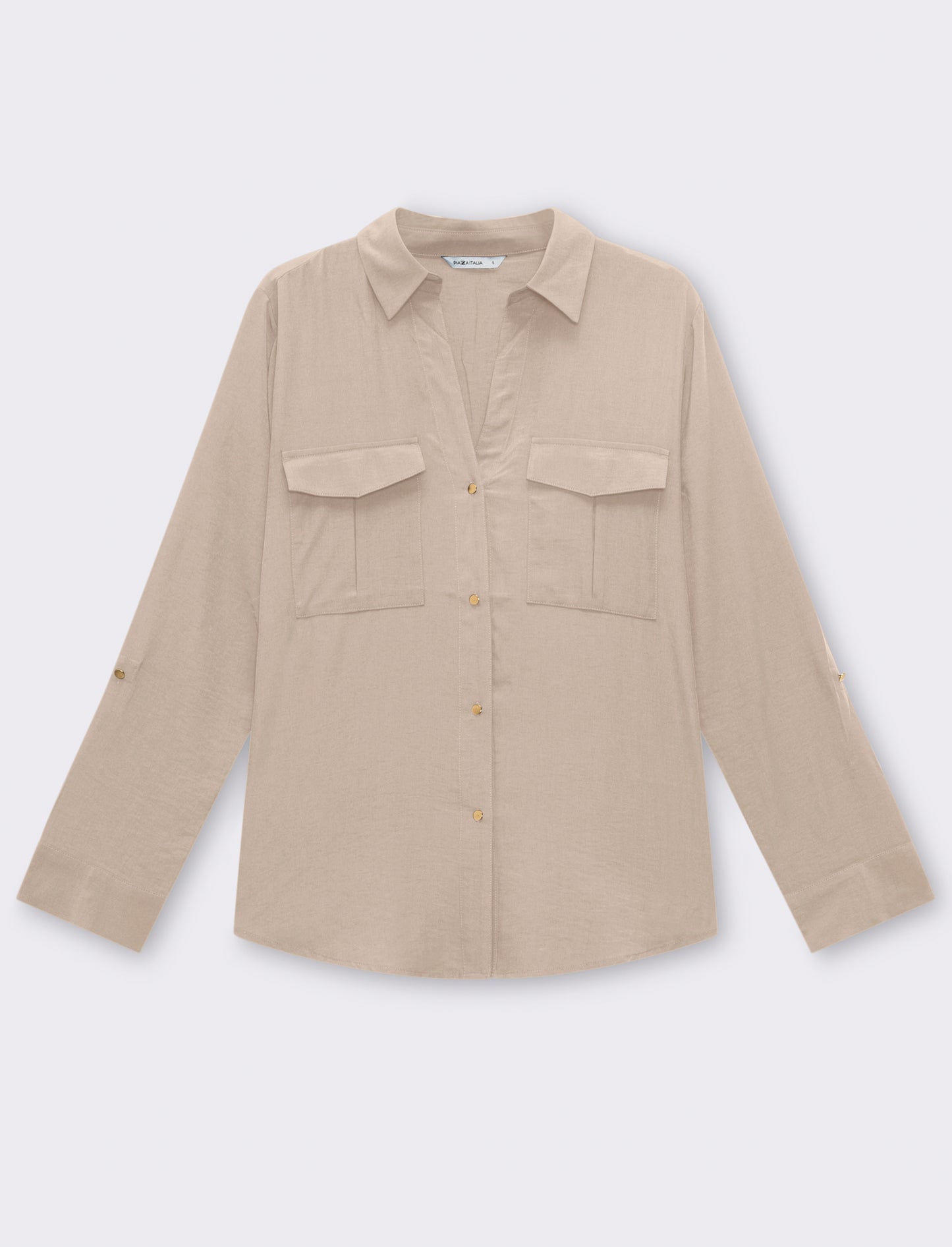 Woman's basic shirt with chest pockets - Brown