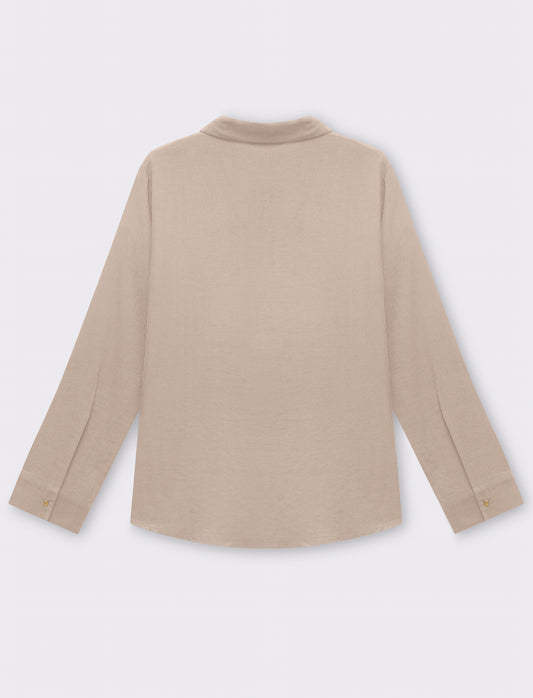 Camicia basica con tasche sul petto da donna - Beige corda