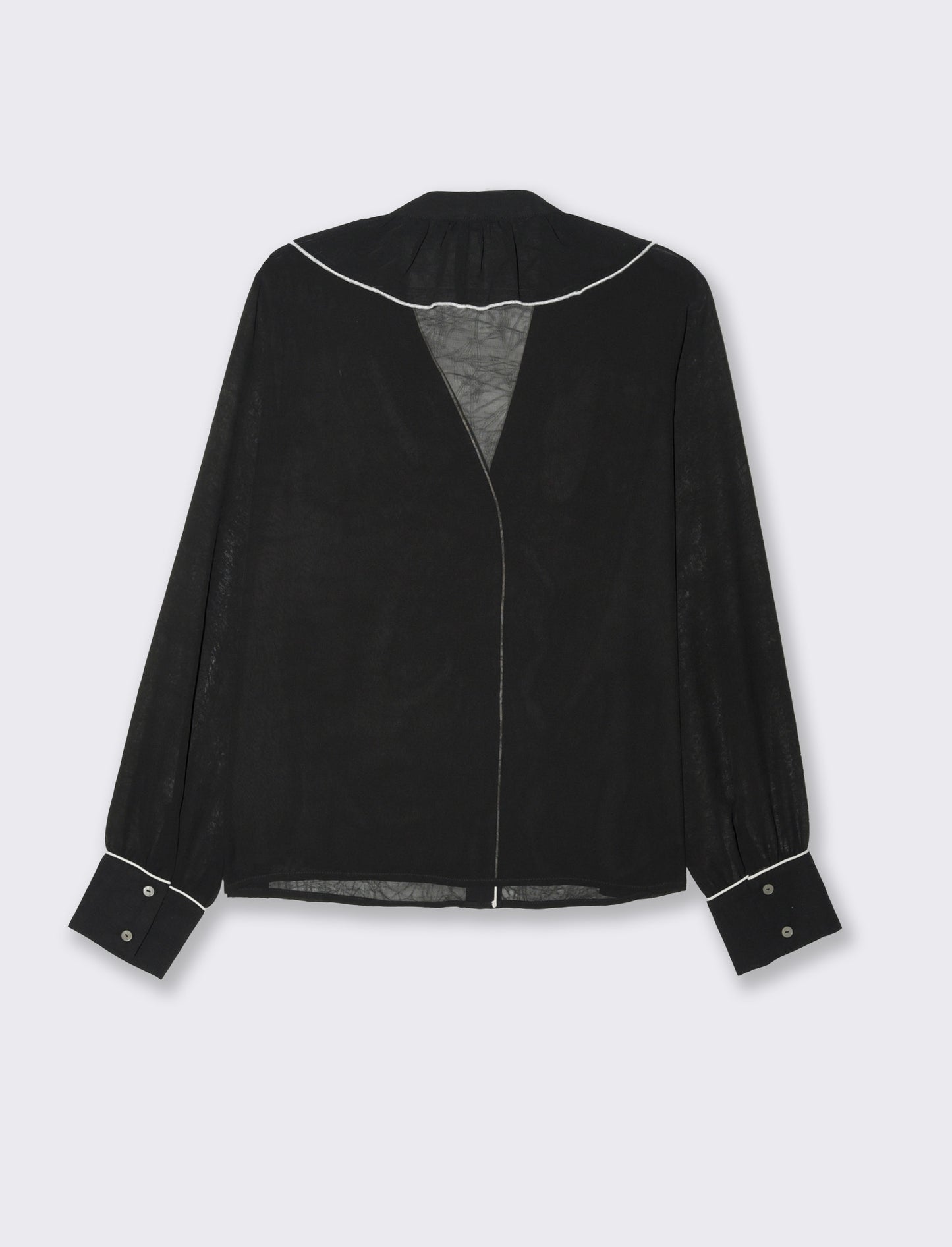 Camicia scollo a v e rusche da donna - Nero
