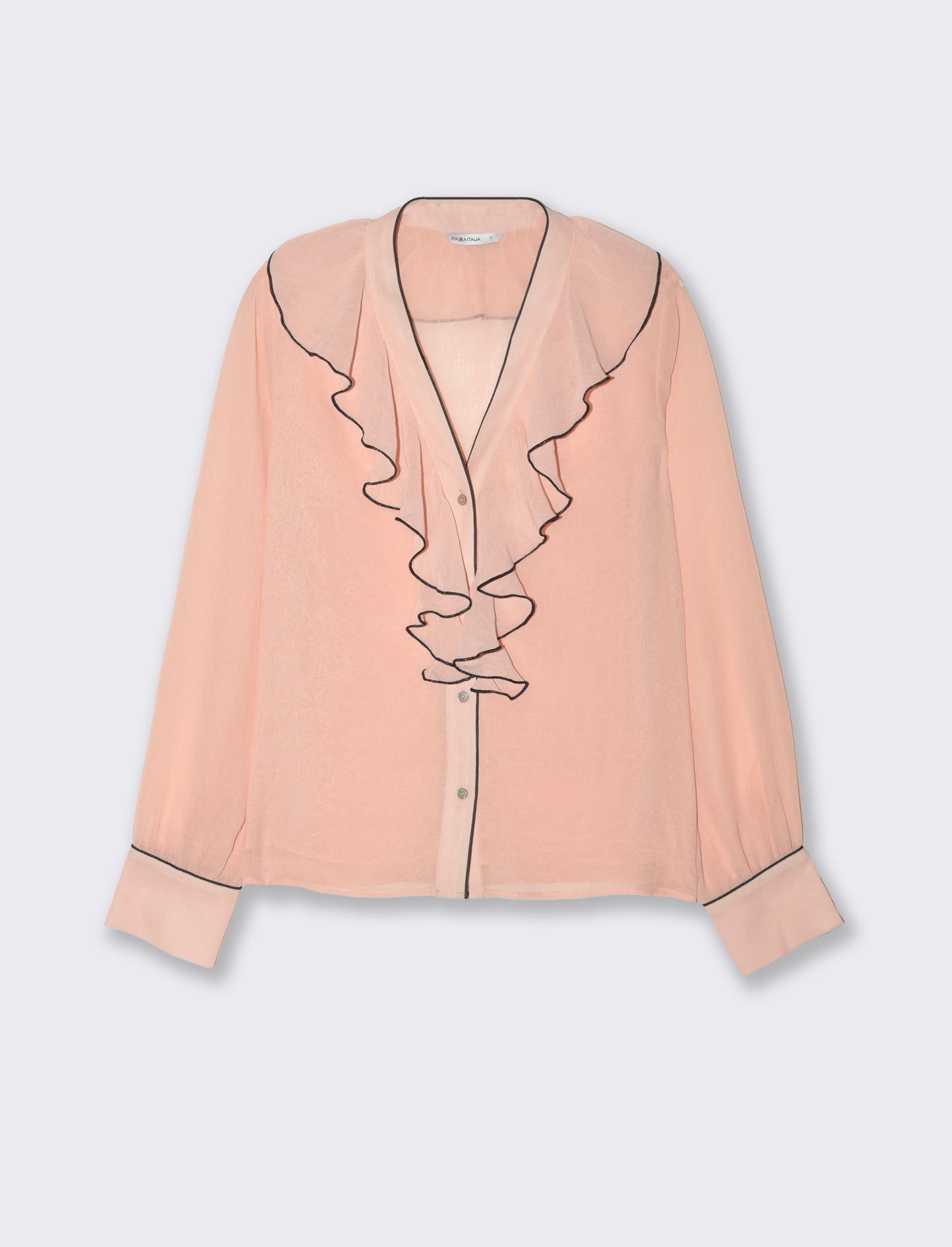 Camicia scollo a v e rusche da donna - Beige carne