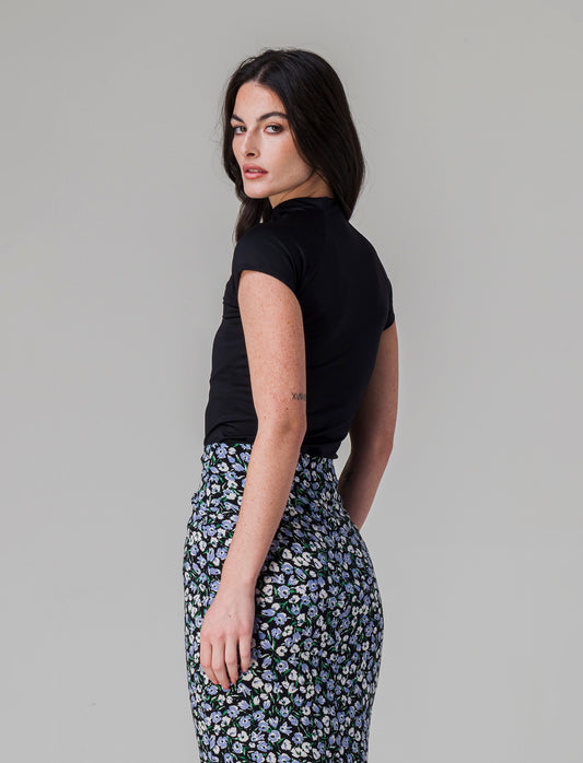 T-shirt mezzo collo da donna - Nero