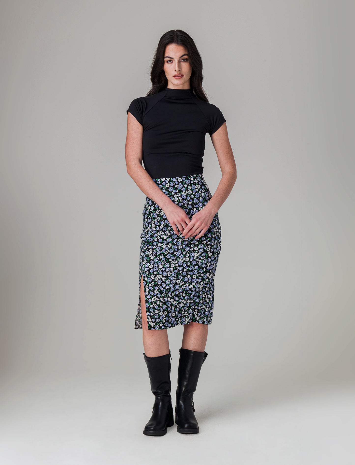 T-shirt mezzo collo da donna - Nero
