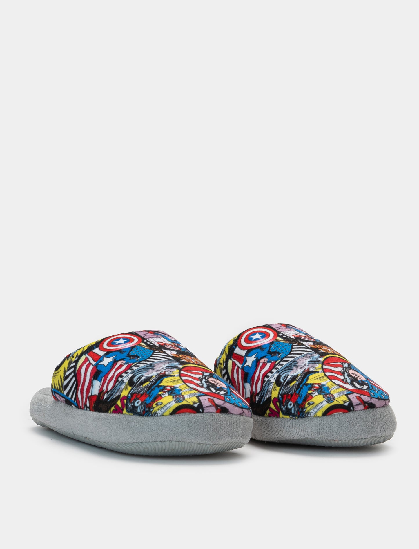 Pantofola in tessuto grigio con stampa Avengers - Grigio