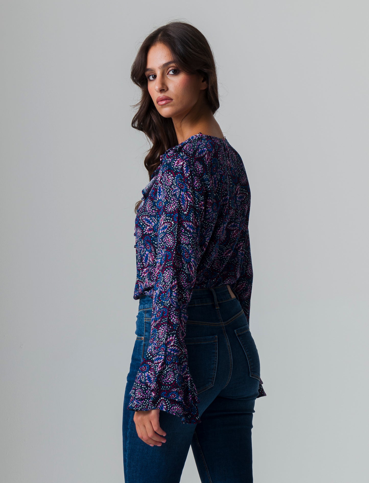 Casacca stampata con rouches da donna - var 1