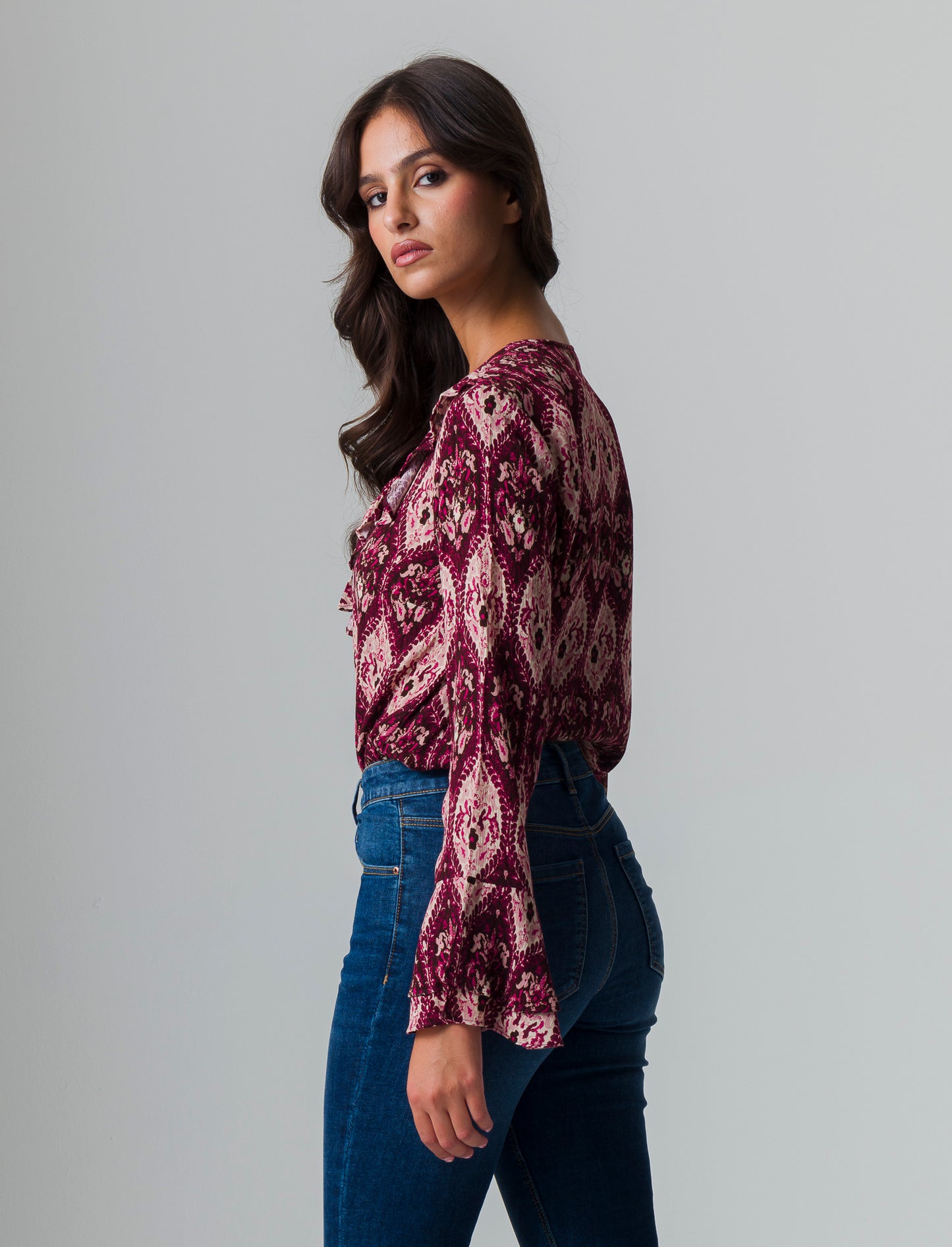 Casacca stampata con rouches da donna - var 2