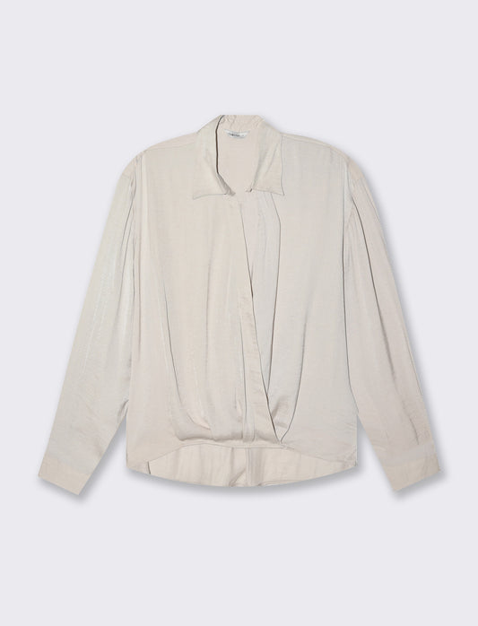 Woman's long sleeve cascading cardigan - Beige