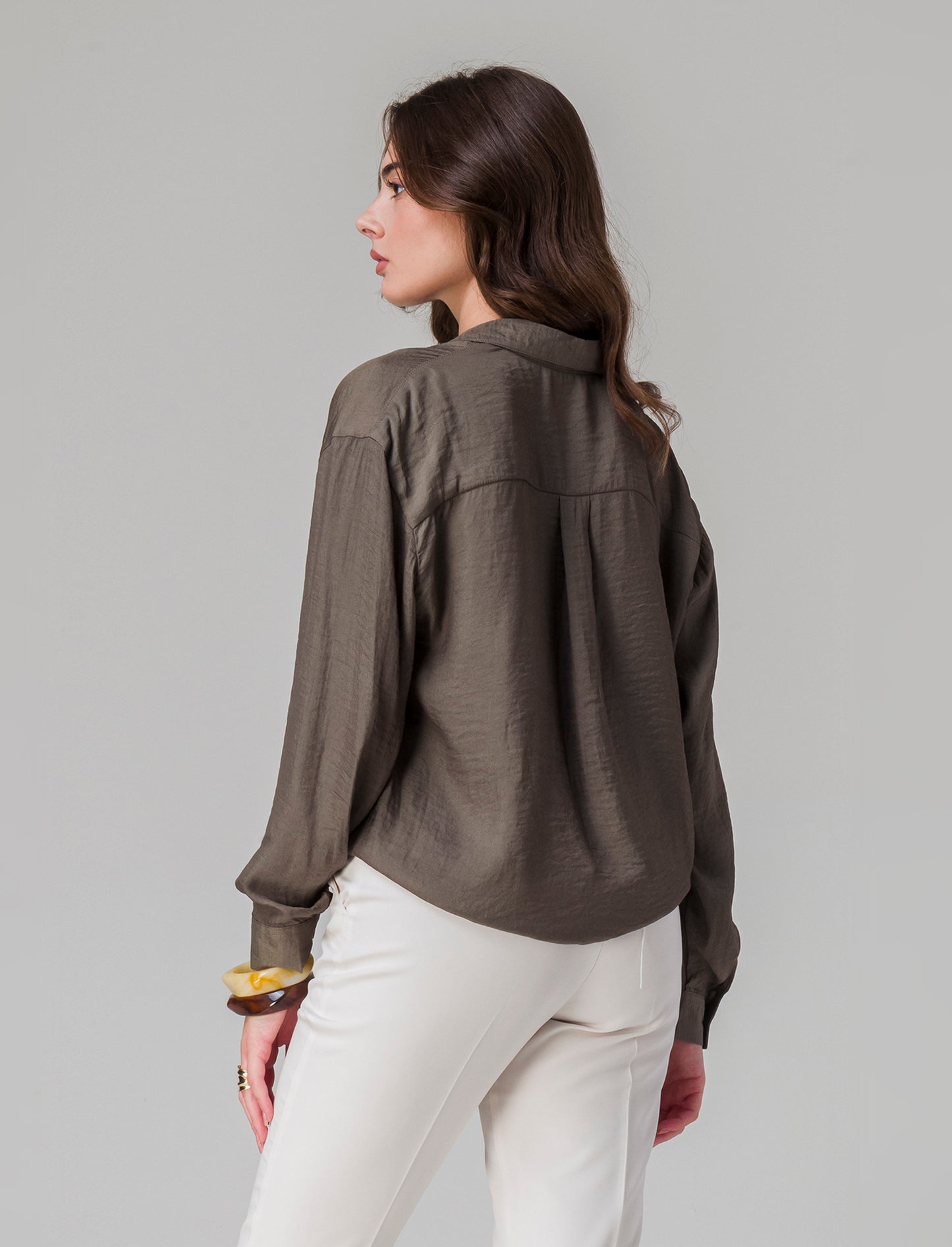 Woman's long sleeve cascading cardigan - Green