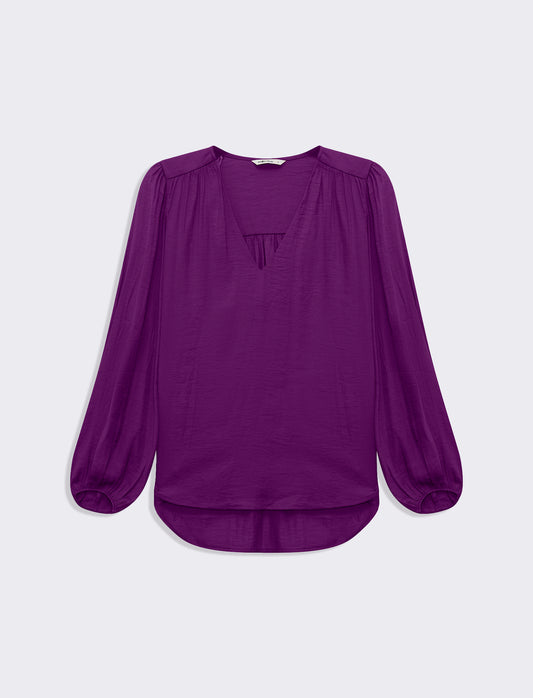 Woman's long sleeve cascading cardigan - Purple