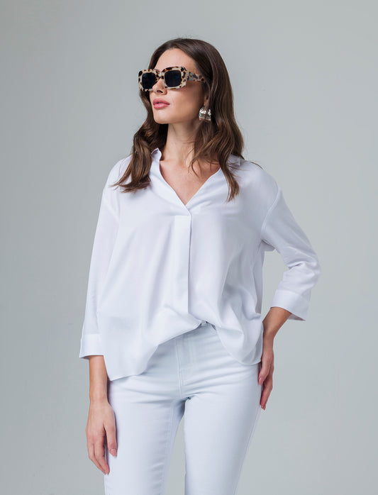 Woman's long sleeve cascading cardigan - White