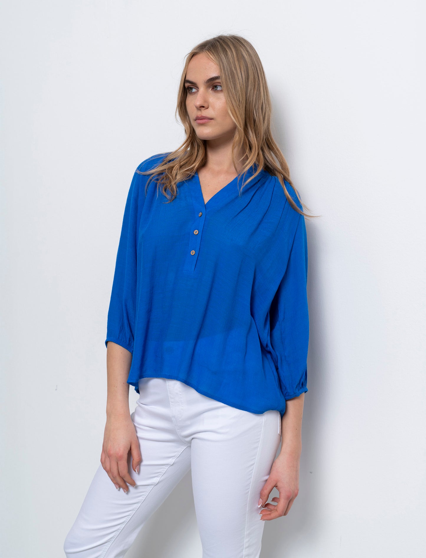 Woman's 3/4 sleeve cardigan - Sky blue