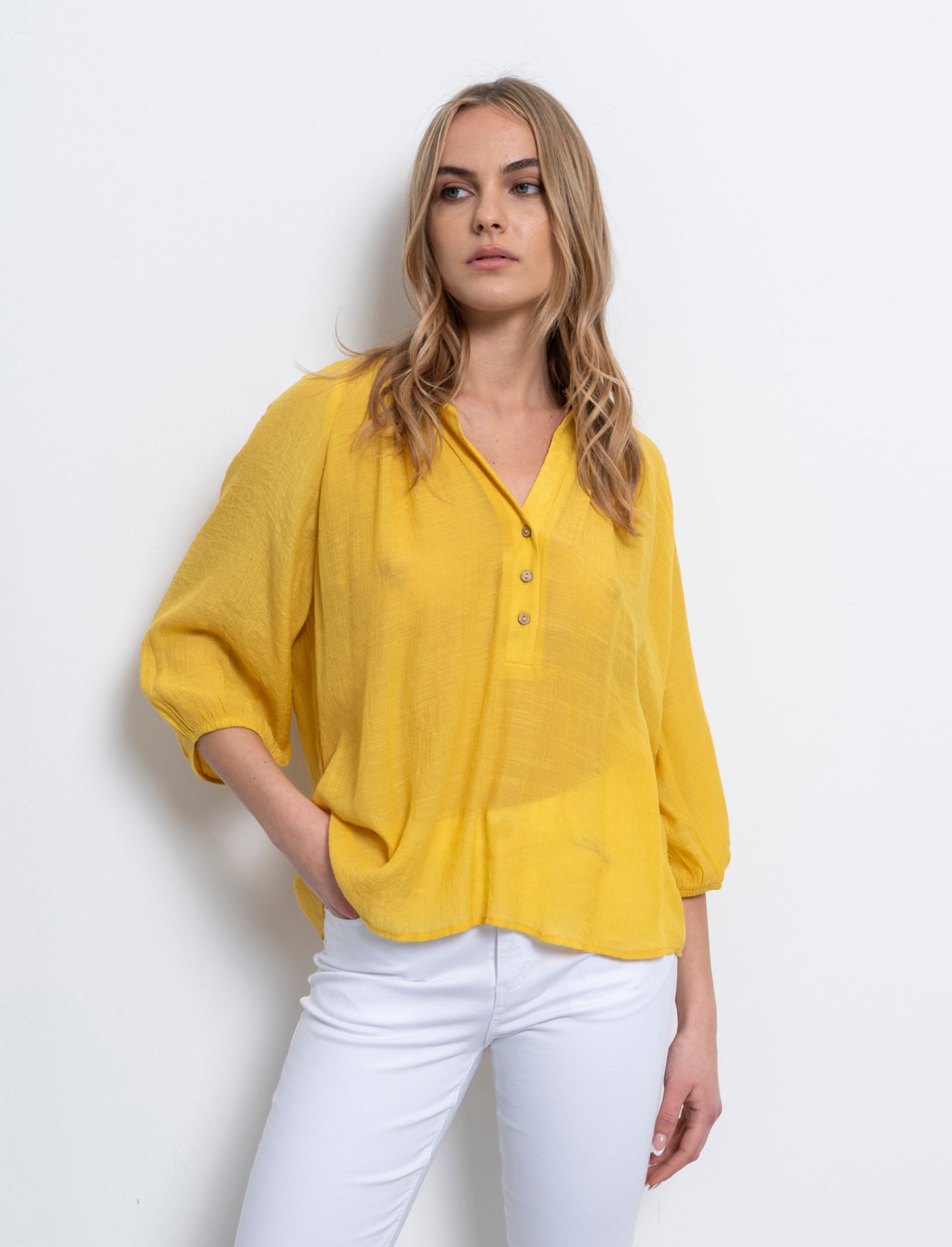 Casacca con manica a 3/4 da donna - Giallo