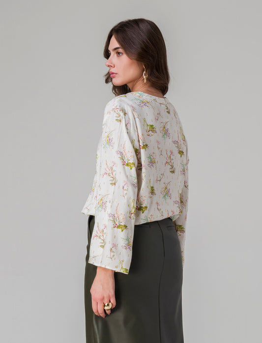 Woman's printed long sleeve cardigan - 