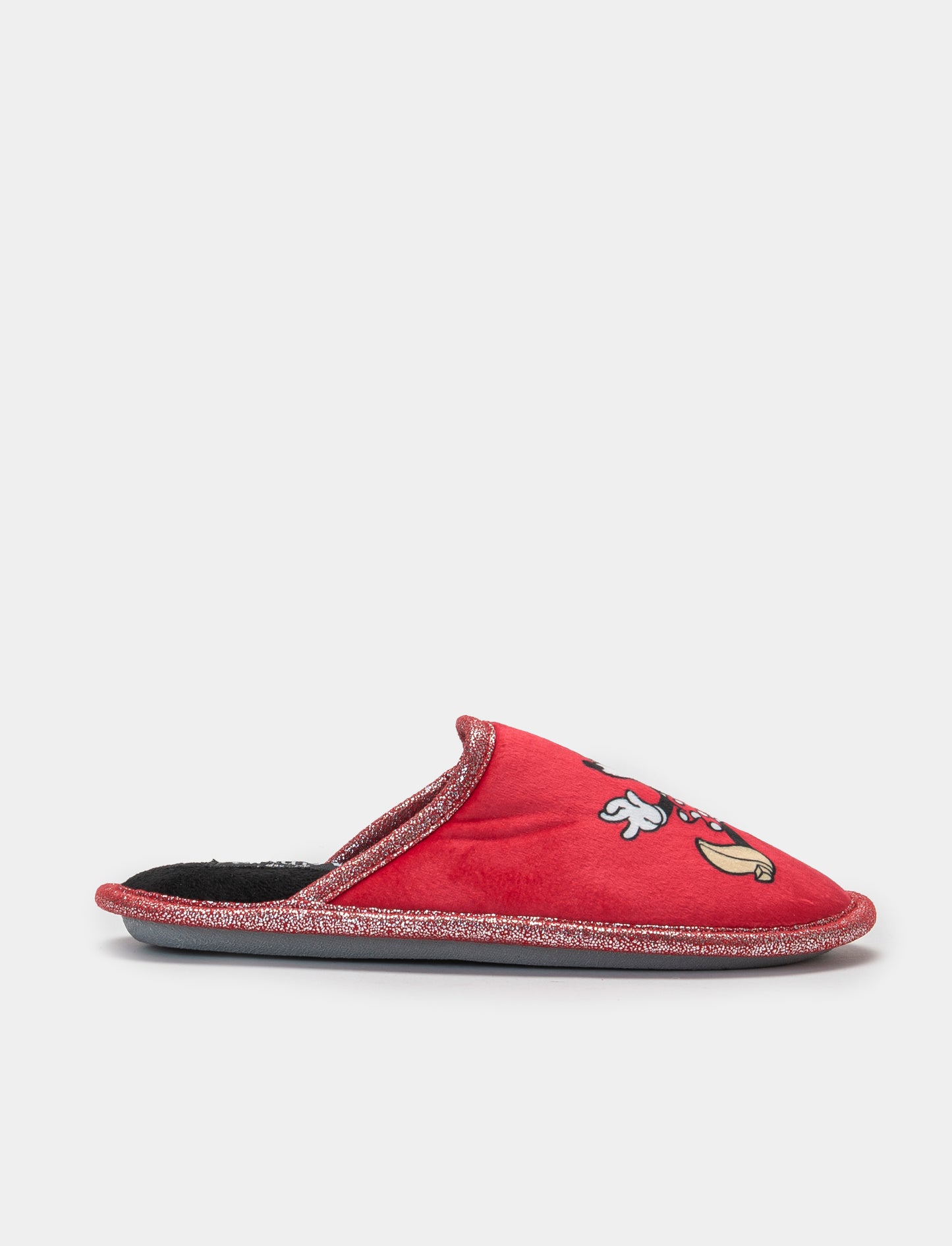 Pantofola in tessuto con stampa Minnie - Rosso