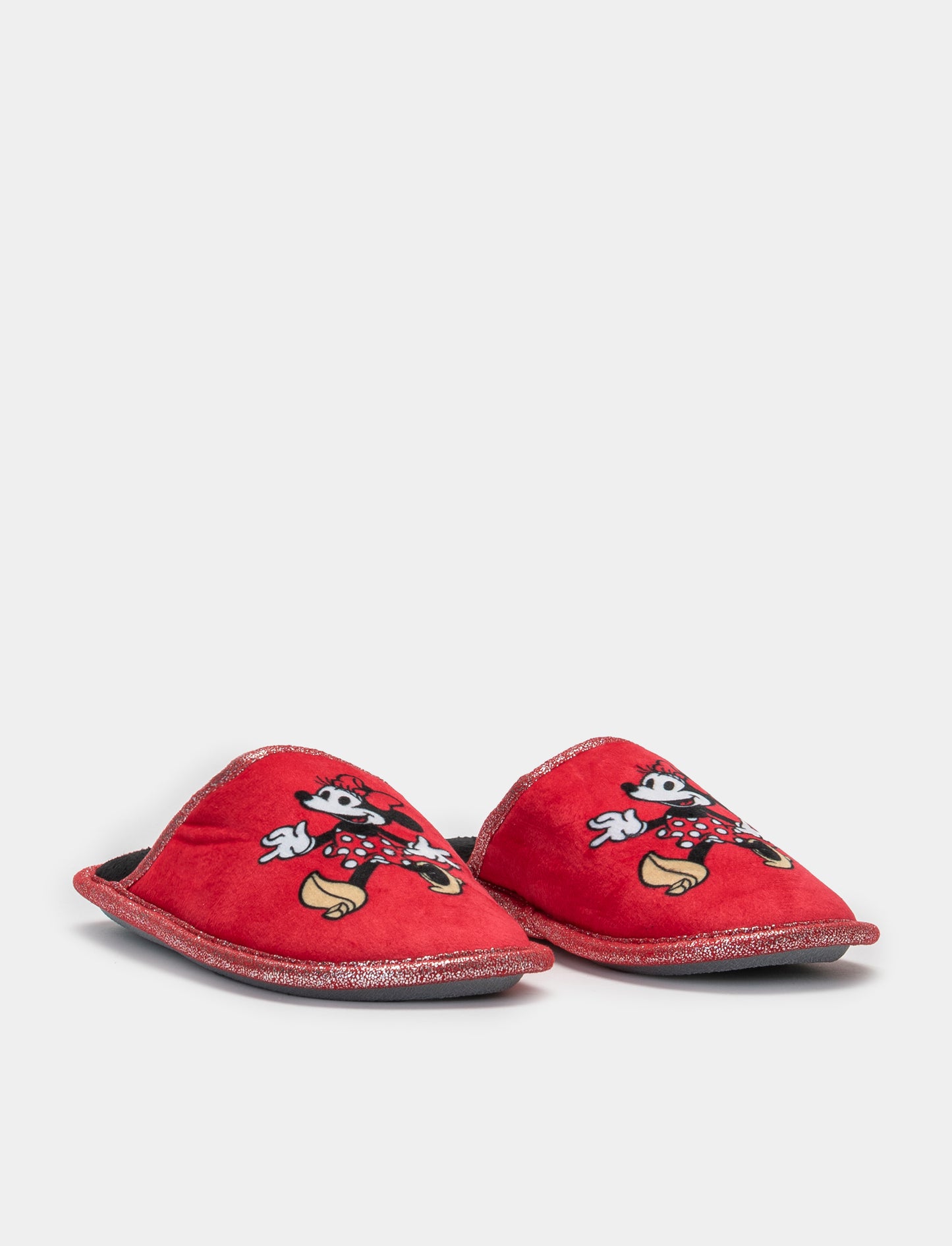 Pantofola in tessuto con stampa Minnie - Rosso