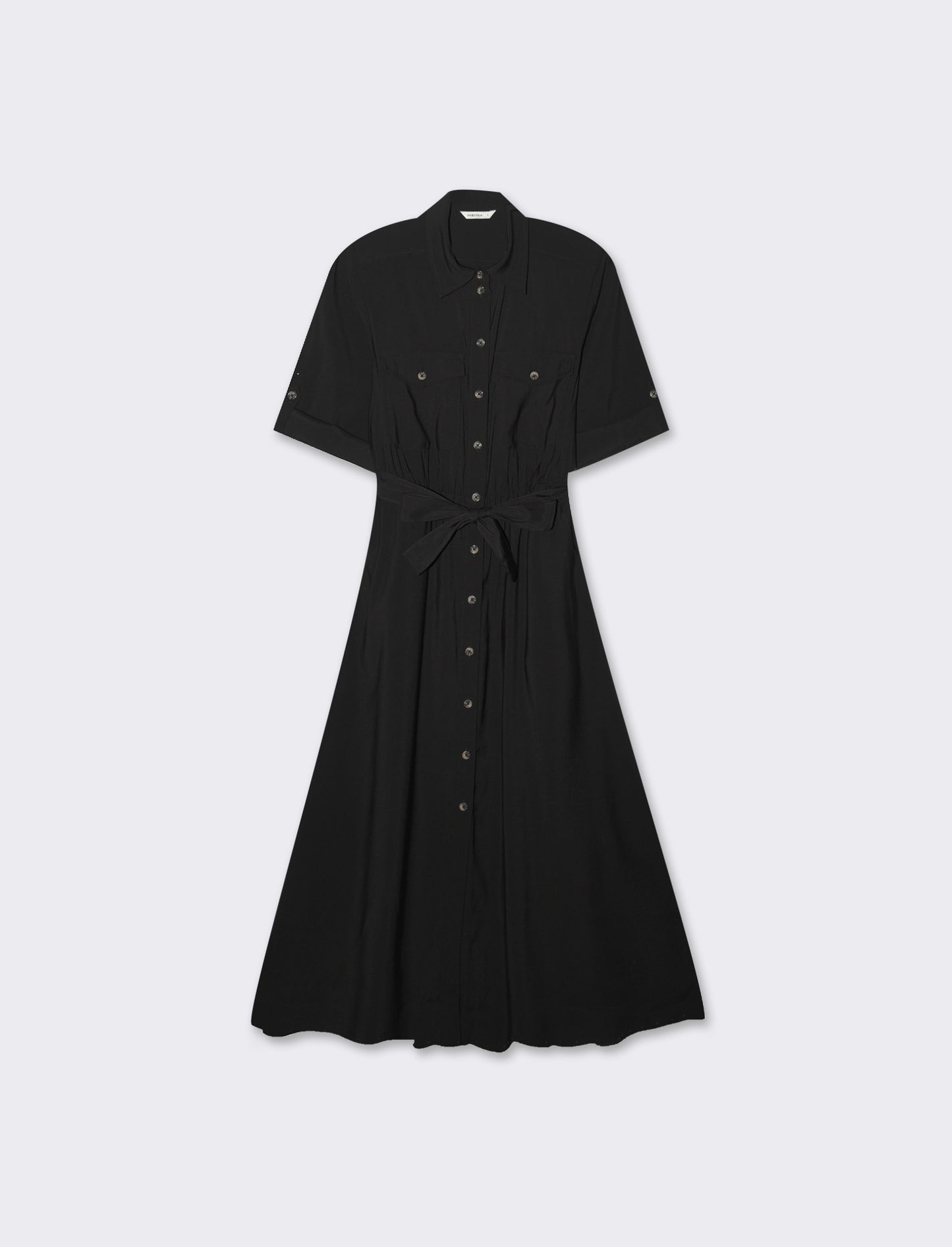 Vestito chemisier con cintura da donna - Nero