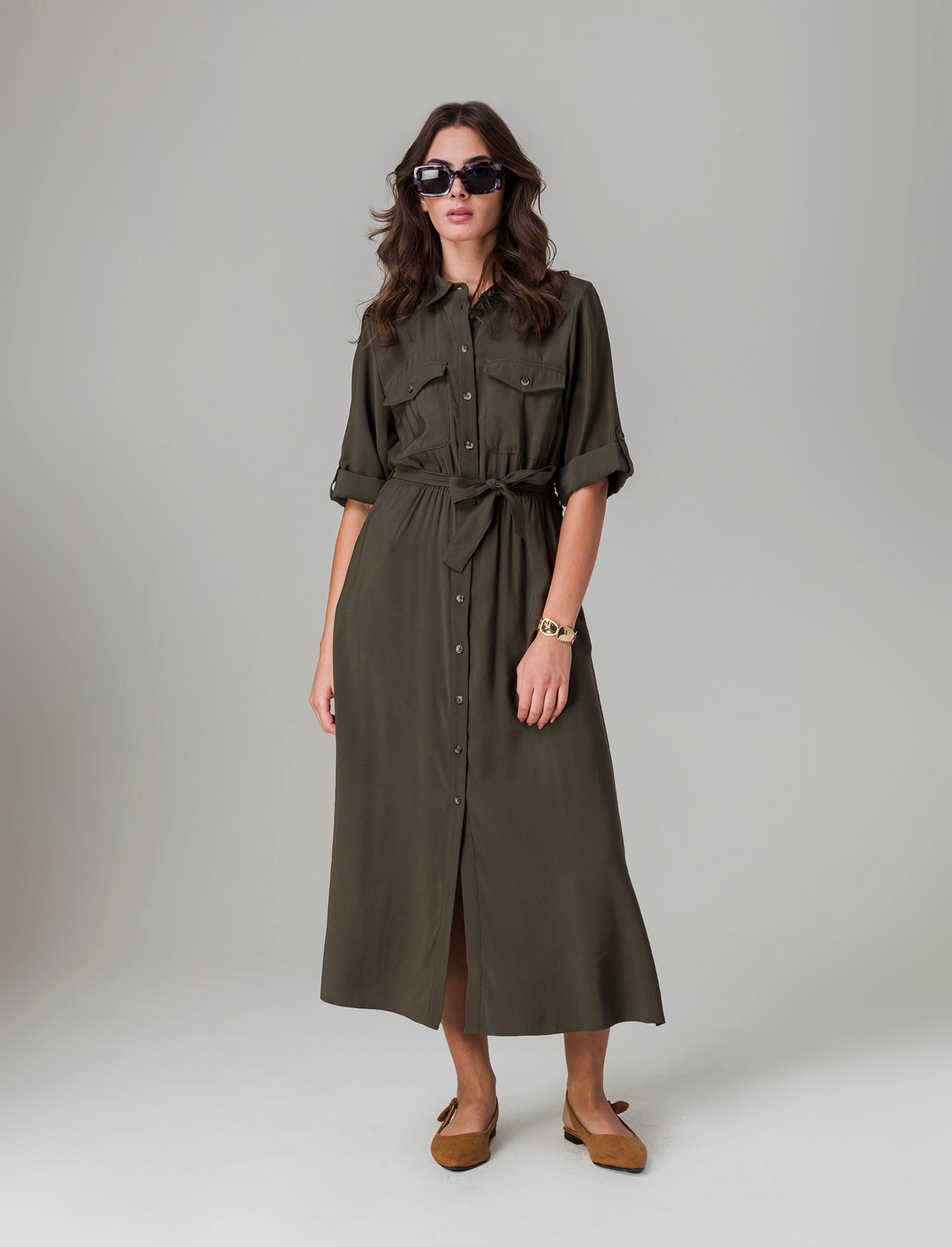 Vestito chemisier con cintura da donna - Ve.milit.