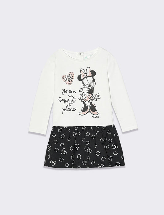 Minnie Print Sweatshirt Dress in Two Colors - White