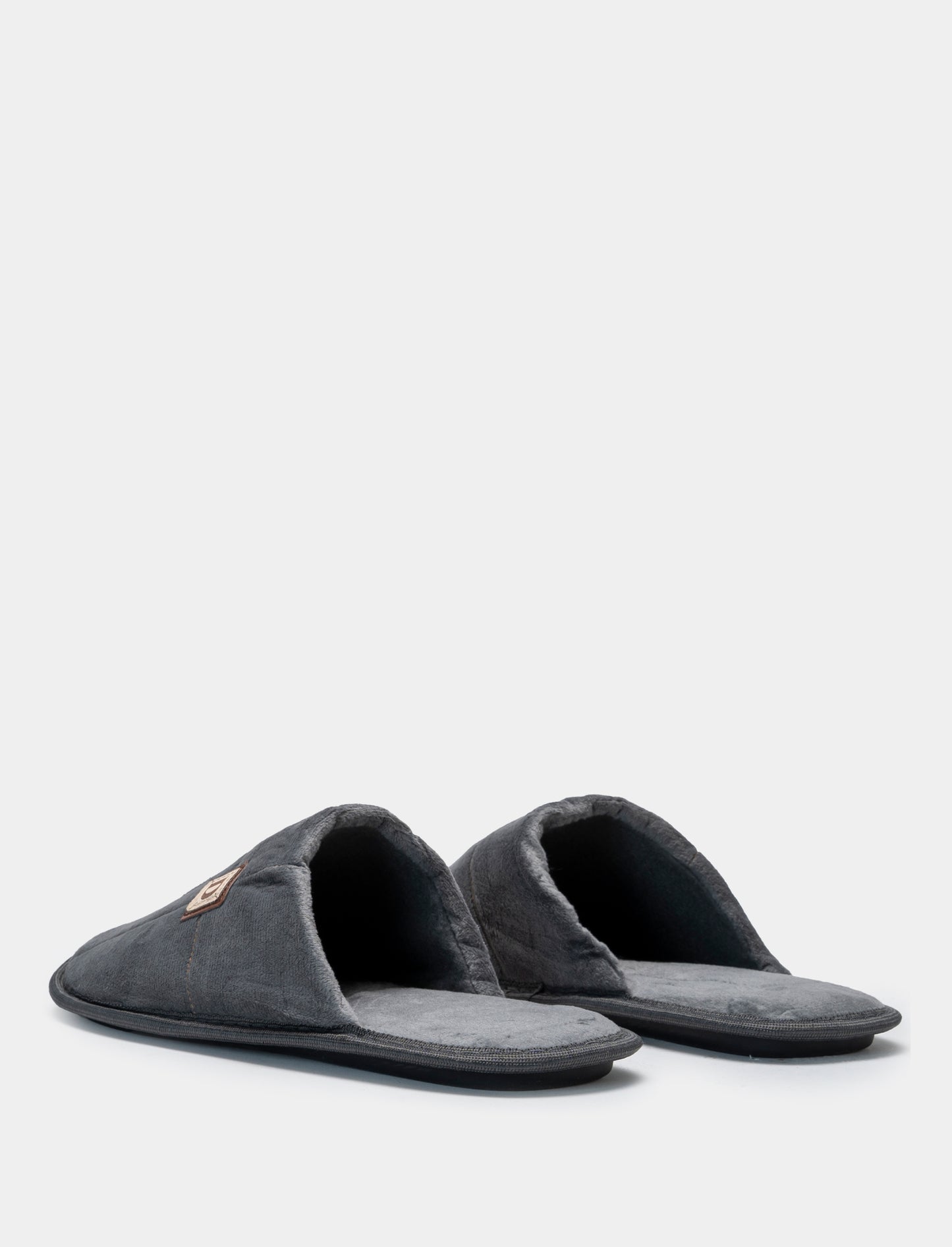 Pantofola in tessuto effetto velluto - Grigio