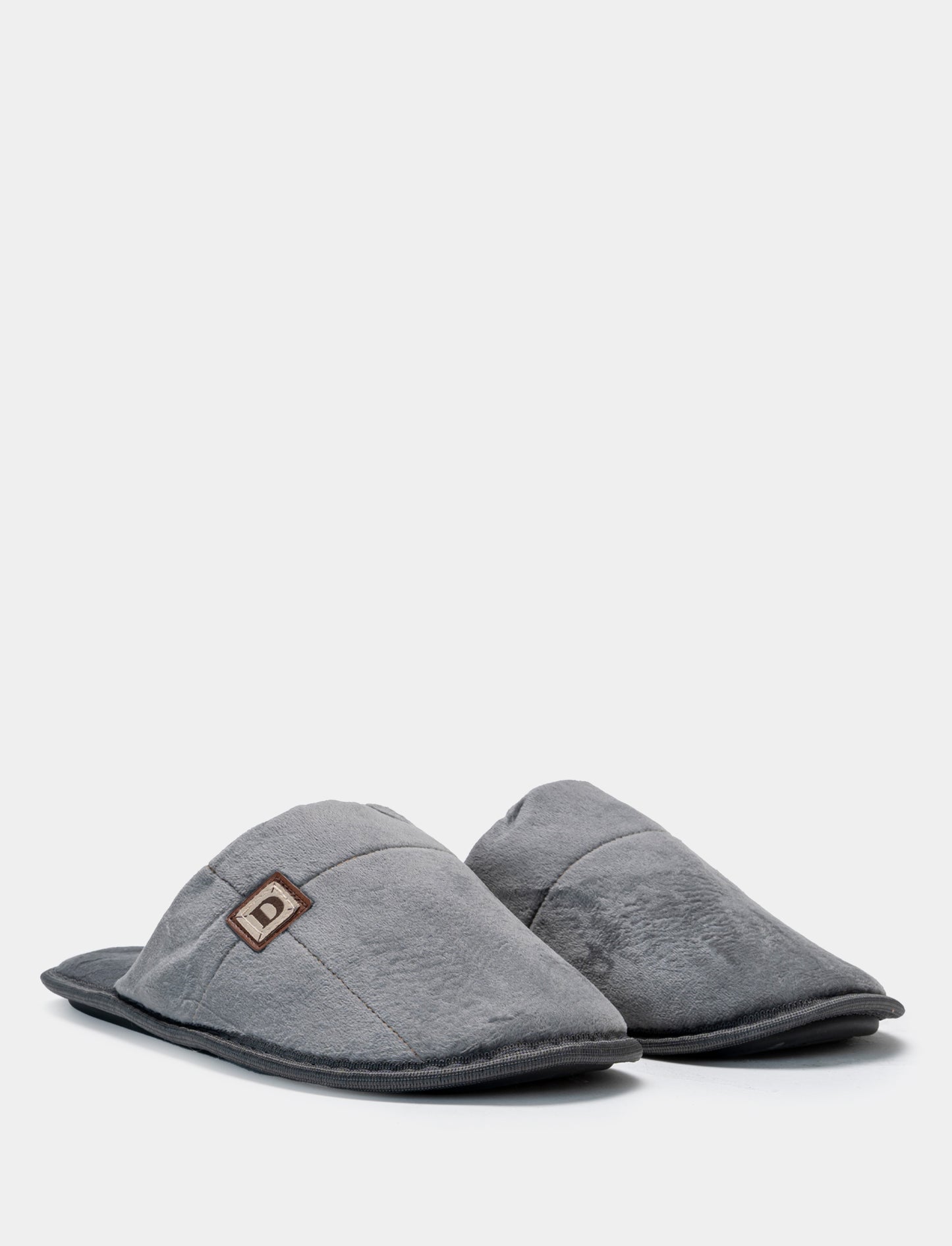 Pantofola in tessuto effetto velluto - Grigio