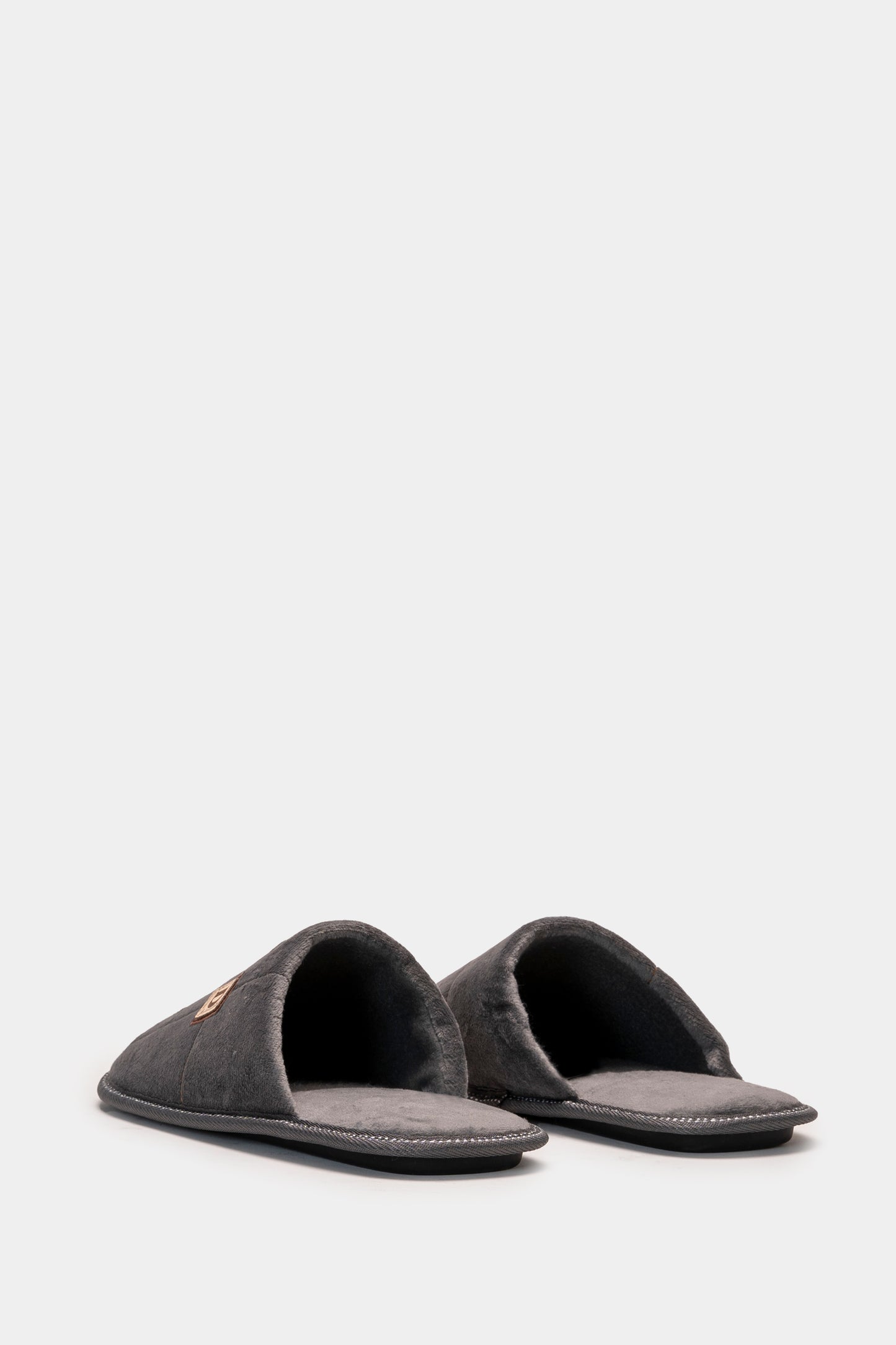 Pantofola in tessuto effetto velluto - Grigio