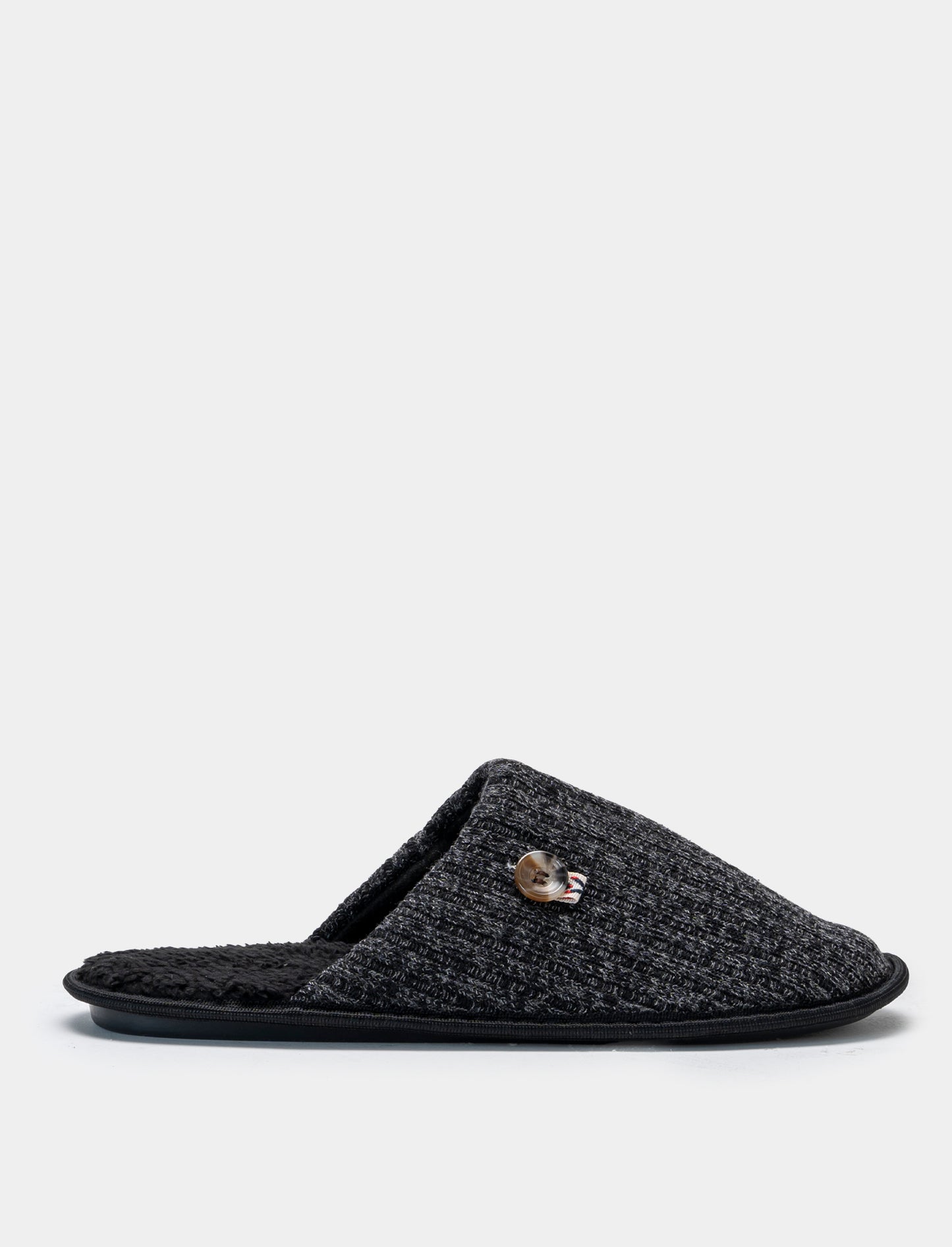 Pantofola in tessuto, in due varianti colore. - Nero