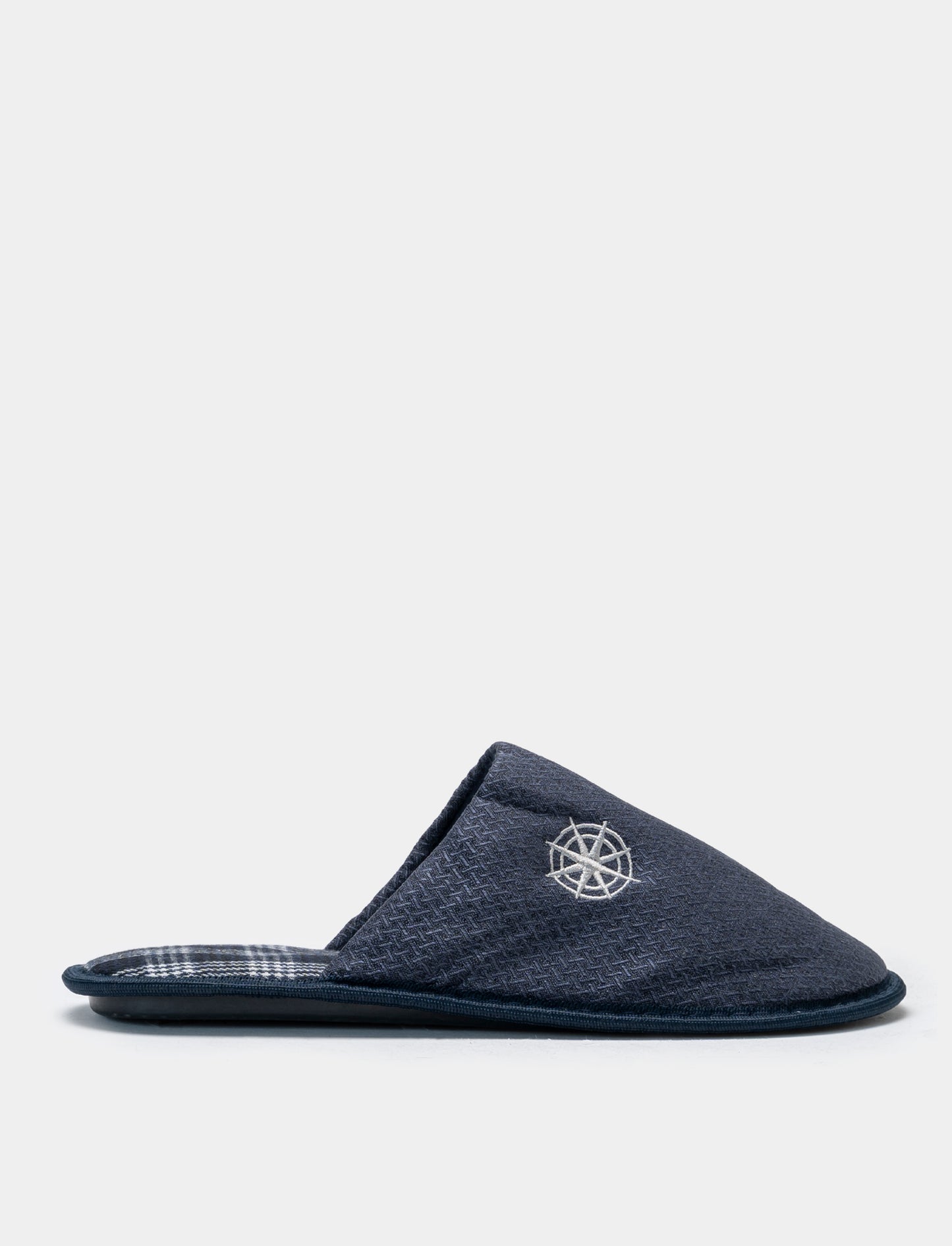 Pantofola in tessuto con ricamo stella dei venti - Blu