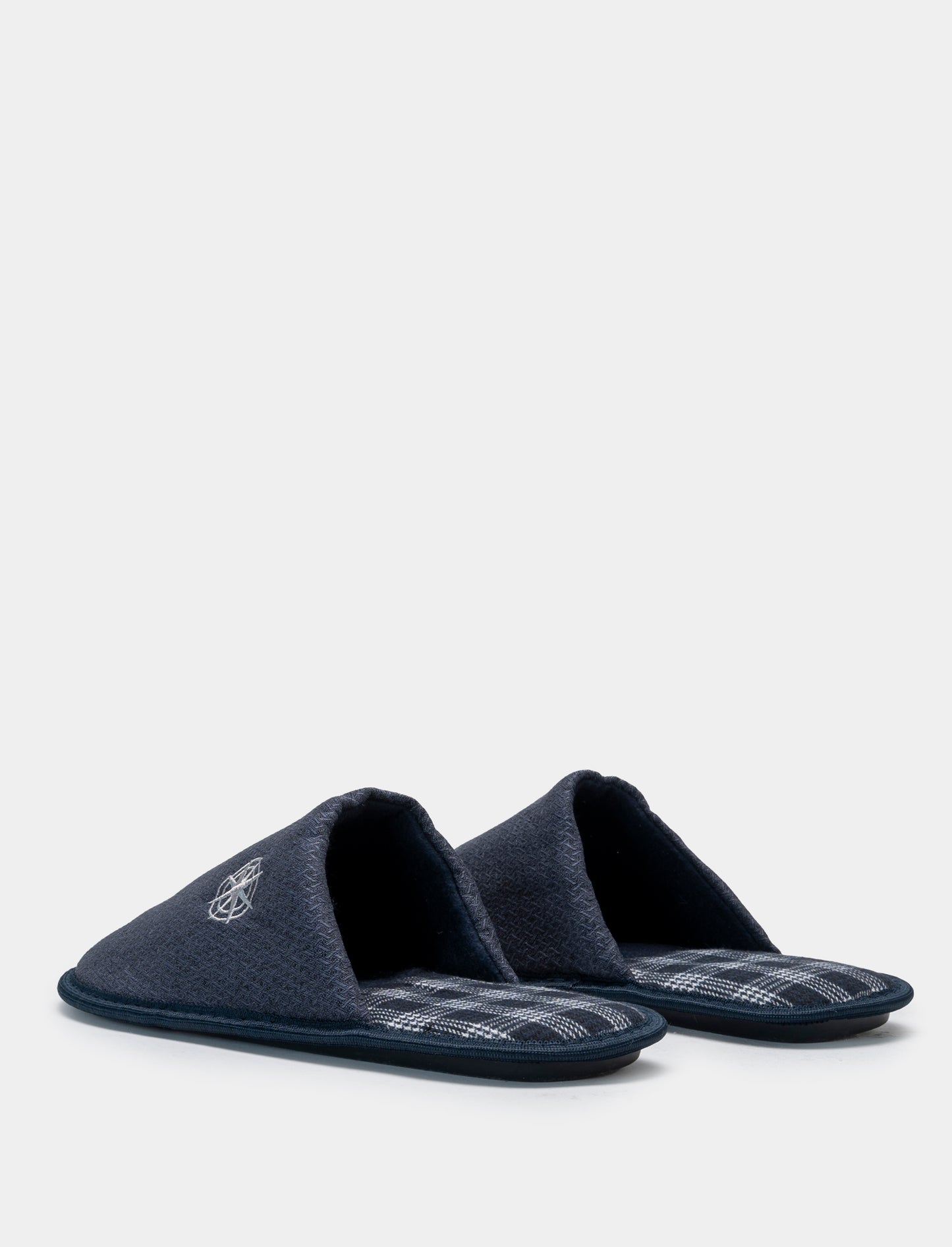 Pantofola in tessuto con ricamo stella dei venti - Blu