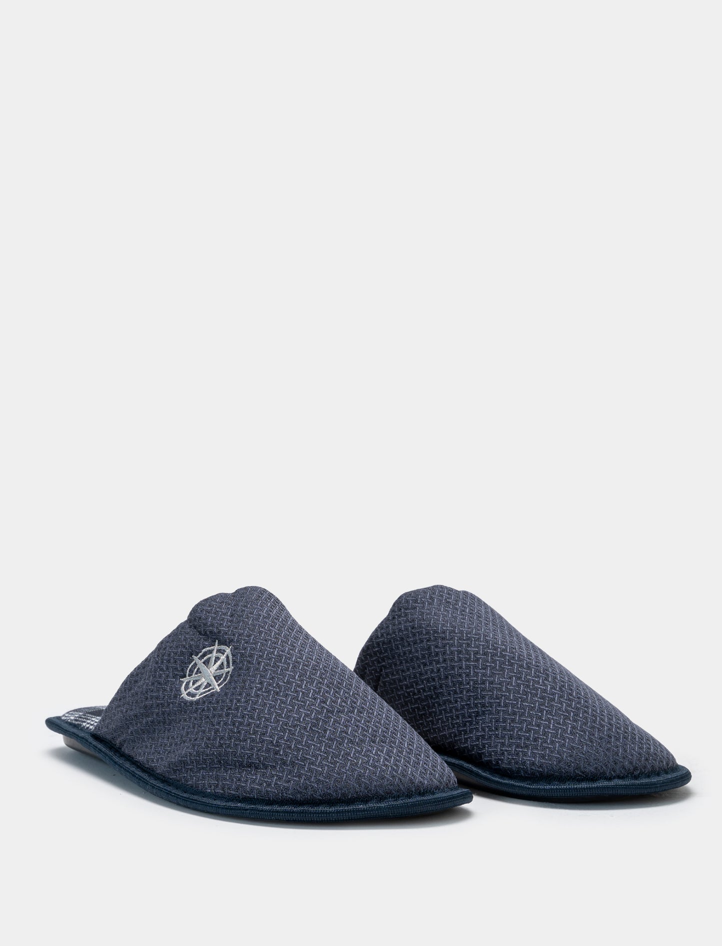 Pantofola in tessuto con ricamo stella dei venti - Blu