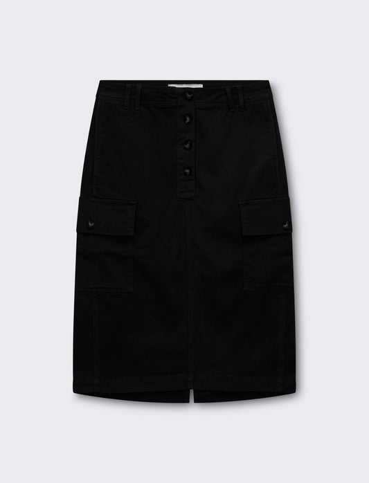 Woman's long midi skirt with pockets - Black