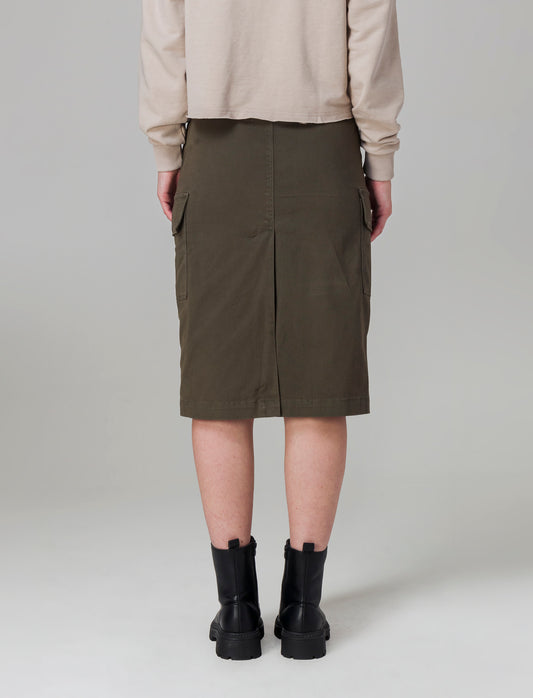 Woman's long midi skirt with pockets - Green