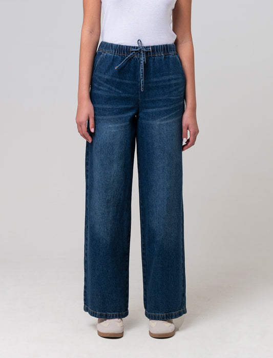 Jeans con coulisse da donna - DENIM SCURO