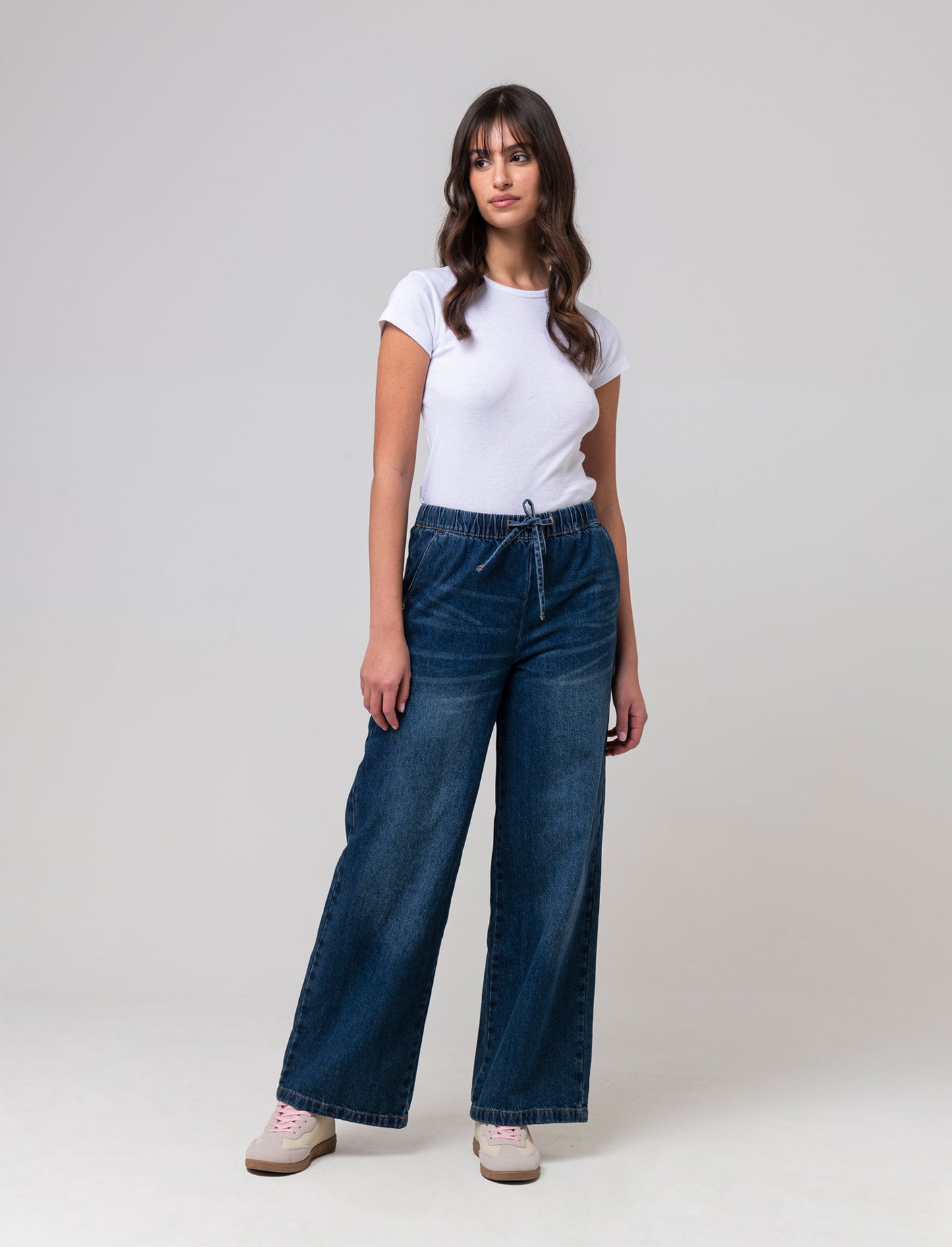 Jeans con coulisse da donna - DENIM SCURO