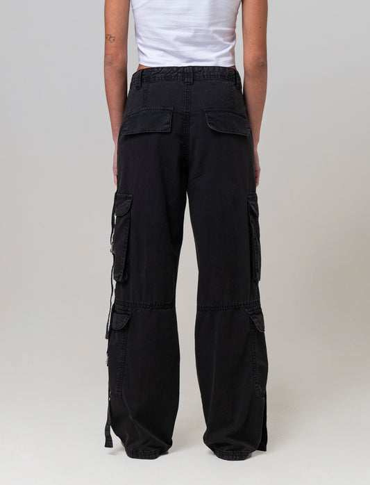 Woman's cargo pants with laces - Black