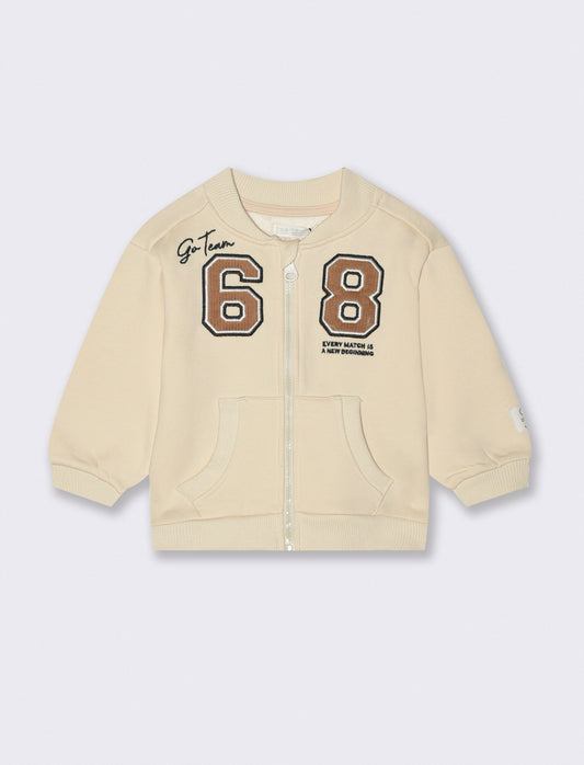 Felpa con zip e tasca da neonato - Beige