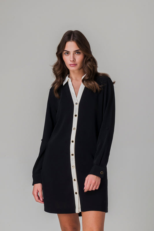 Vestito chemisier corto da donna - Nero