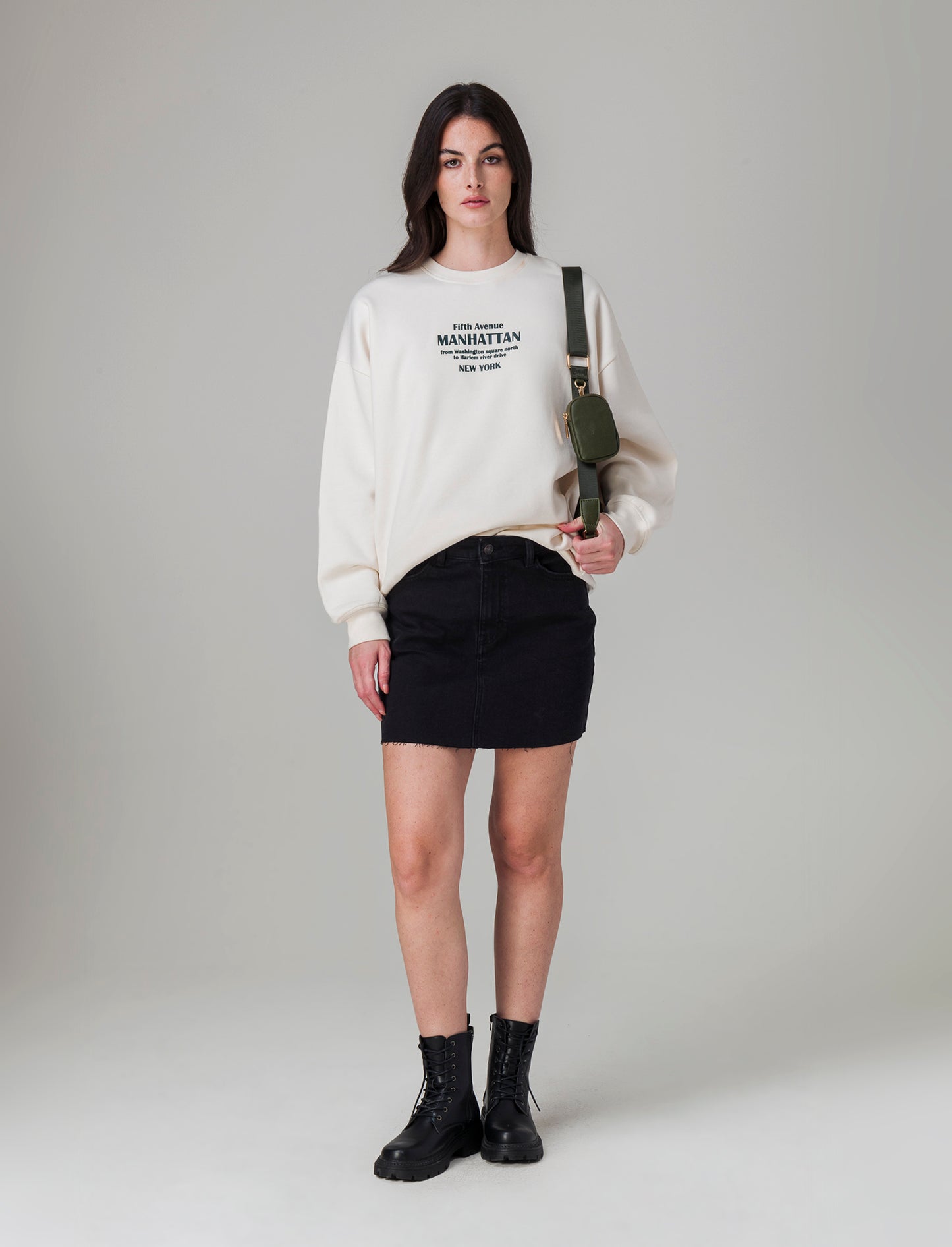 Gonna corta in denim da donna - Nero