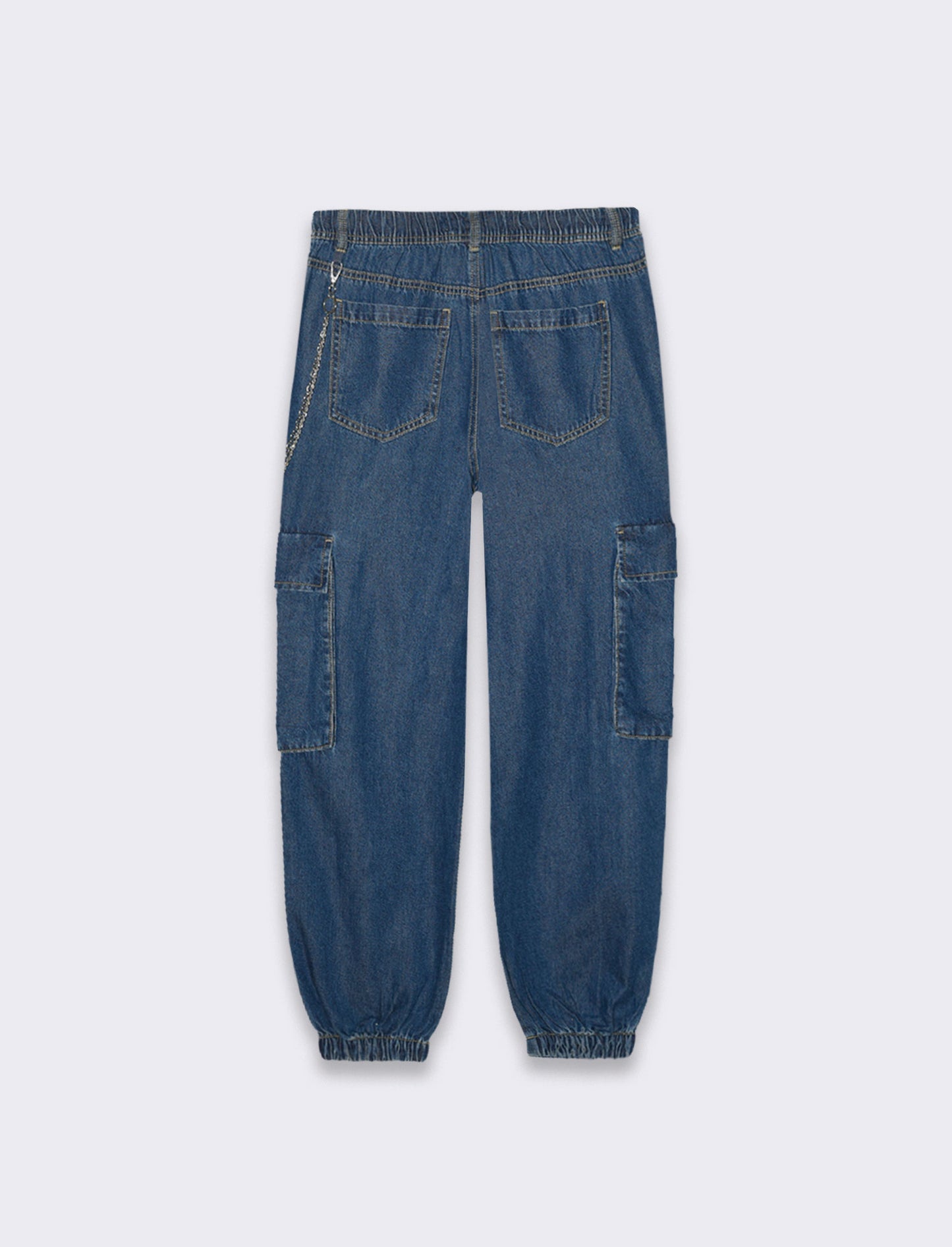 Woman's denim jogger cargo pants for casual style - Blue